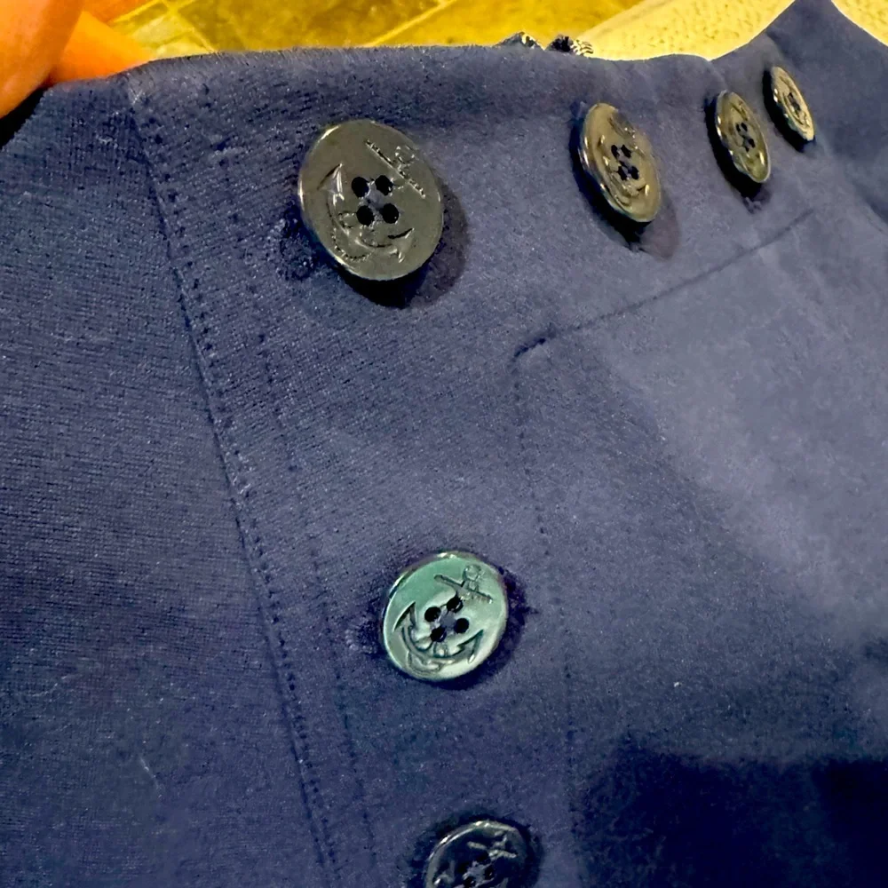 New J Crew Nautical Skirt Navy‎ Blue Ponte A-line size Anchor Buttons 8 - Picture 5 of 9